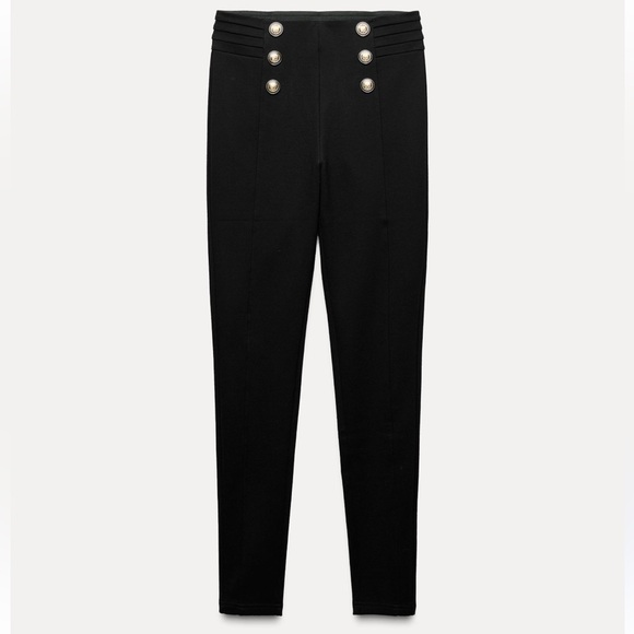 NWT gold button black woman leggings - Picture 5 of 12